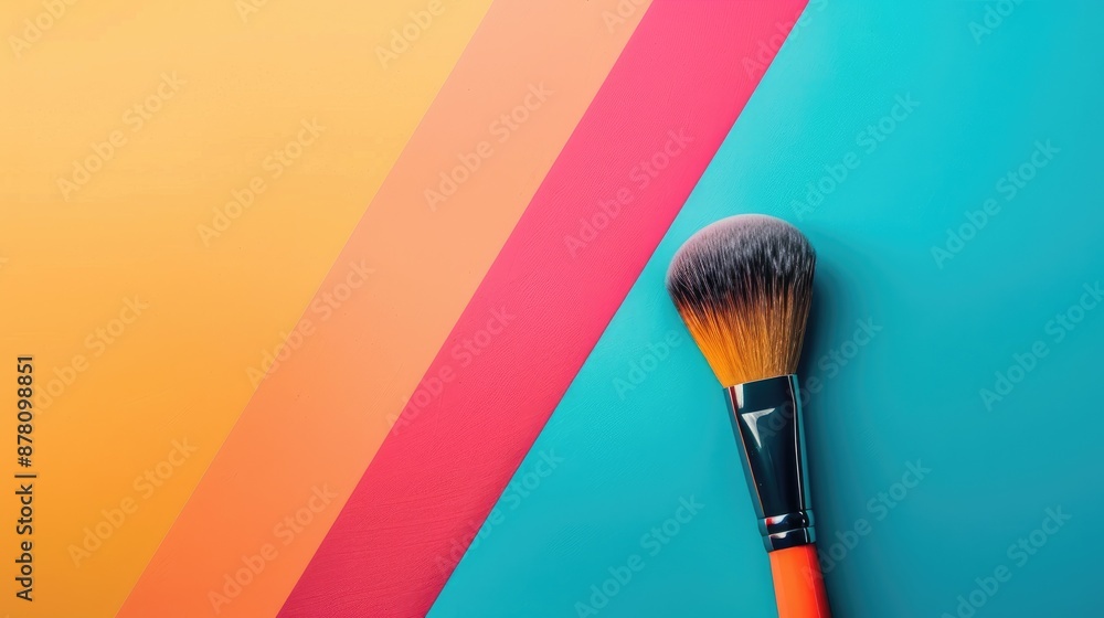 Wall mural cosmetic brush on colorful backdrop