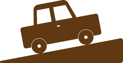 Vehicle climbing on bridge road glyph icon.