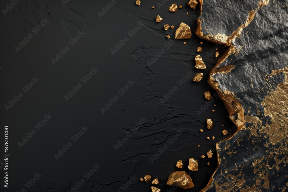 Poster golden texture on a black background with abstract design