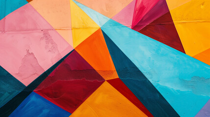 A close shot of vivid, geometric shapes that overlap and intertwine to create an abstract composition. Color contrasts and precise lines give the image dynamism and uniqueness.