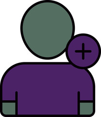 Add User Icon Or symbol In Grey And Purple Color.