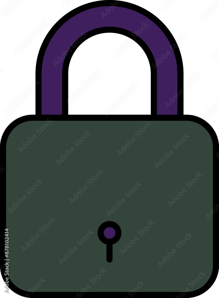 Poster Green And Purple Illustration Of Lock Icon.