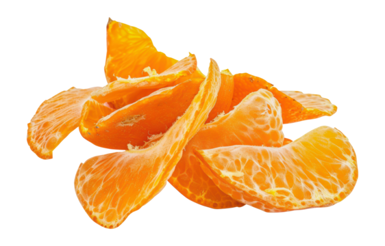 Freshly peeled mandarin orange segments, cut out - stock png.