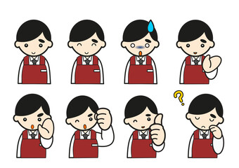 男性スーパー店員表情セット