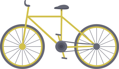 Fototapeta premium Simple yellow bicycle standing on a white background, perfect for representing cycling and urban transportation