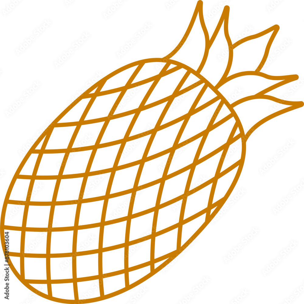 Poster Yellow Line Art Pineapple Icon Or Symbol.