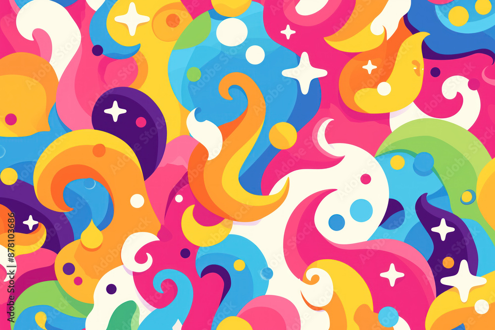 Poster vibrant and playful design with abstract shapes
