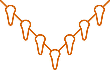 Tribal Necklace Icon In Yellow Outline.