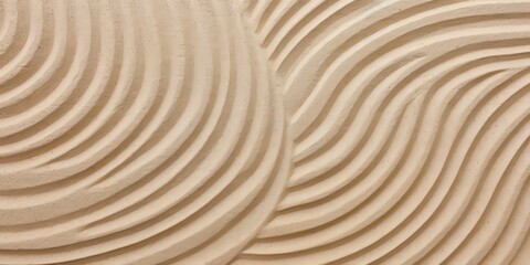 Abstract Sand Patterns in a Zen Garden, Sand Pattern, Abstract Curved Pattern on Beige Wall