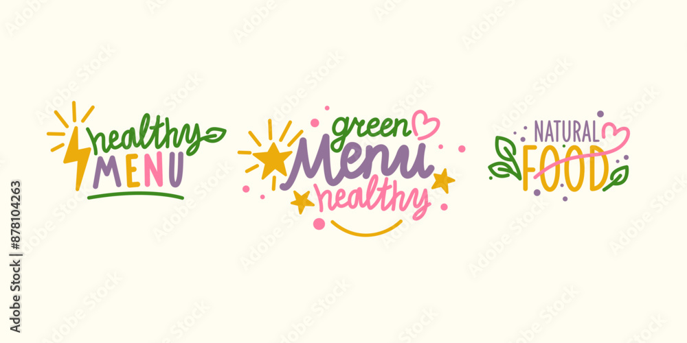 Poster isolated image on a background. vector graphics. healthy food illustration. a set of different label