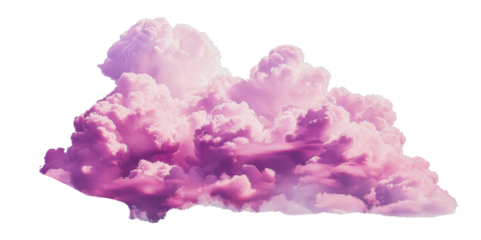 Pink and white cumulus clouds in the sky, cut out - stock png.