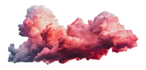 Pink and purple clouds in the sky during sunset, cut out - stock png.