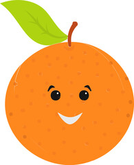 Happy Cartoon Orange Flat Icon Or Symbol.