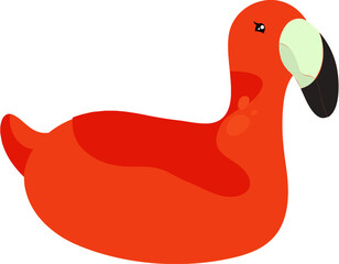 Red Flamingo Bird Element In Flat Style.