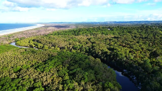 Drone Video of Simpsons Creek and Torakina in Brunswick Heads NSW Australia.