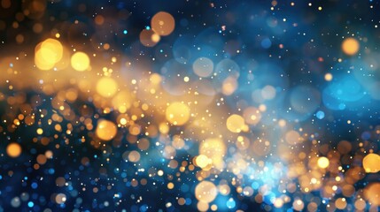 Fototapeta premium Christmas Blue Background. Abstract Bokeh Light Magic Backlit. 3D Rendering