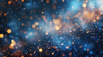 Christmas Blue Background. Abstract Bokeh Light Backdrop with Magical Glow