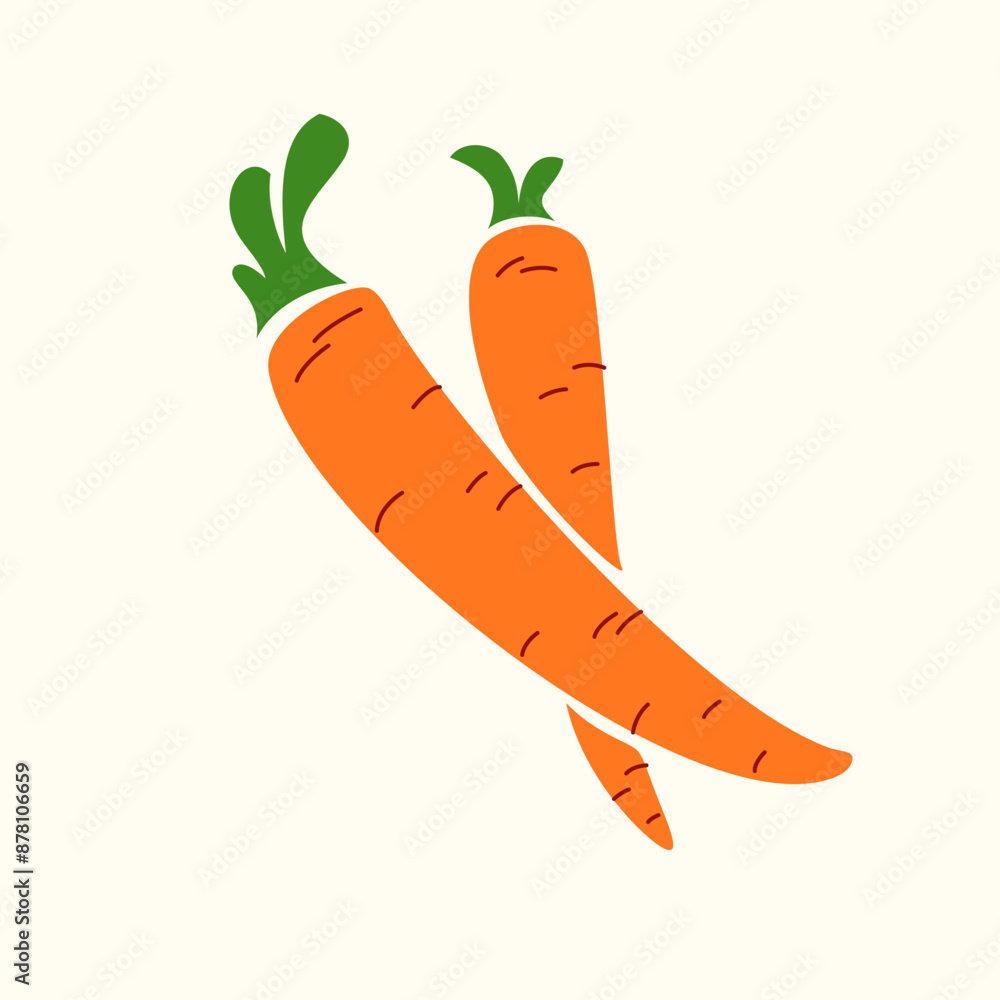 Poster illustration of a carrot in a flat style. isolated image on a background. vector graphics.