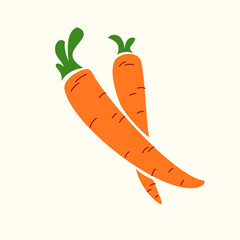 Illustration of a carrot in a flat style. Isolated image on a background. Vector graphics.