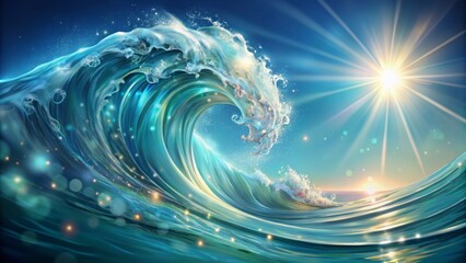 Obraz premium Sparkling translucent wave curls over transparent background showcasing serene ocean movement in isolation with majestic fluid dynamics.