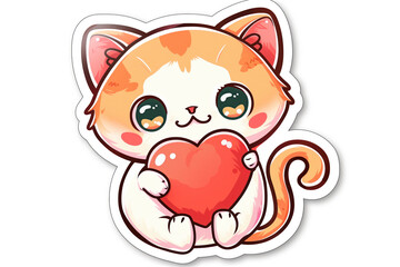 Cute cartoon cat with heart illustration
