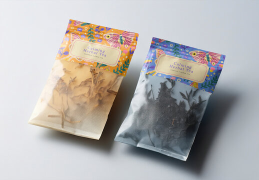 Flatlay Tea Bag Label Mockup With Generative AI