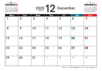 月曜始まり卓上カレンダー令和6年 2024年12月　3ヶ月表示　カレンダー素材　テンプレート