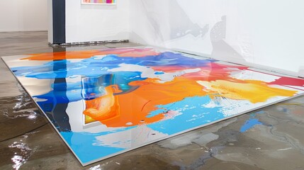 Colorful Abstraction on Canvas: Water Paint Artistry