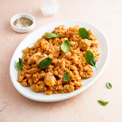 Spicy rice with chicken and pineapple