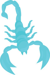 Light blue scorpion raising its claws, ready to pinch and attack