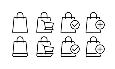 Fototapeta premium Shopping set icons. Bag Icons. Linear style. Vector icons.