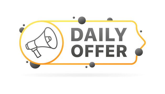 Daily offer message icon. Megaphone icon. Silhouette style. Vector icon.