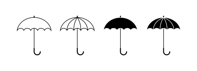 Umbrella Set Icons. Linear and Silhouette style. Vector icons.