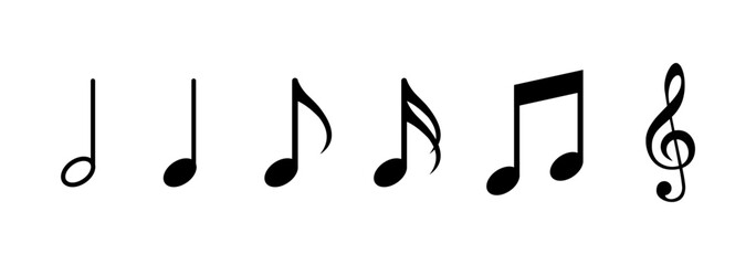 Fototapeta premium Icon set Notes. Music icons. Flat and Silhouette style. Vector icons.