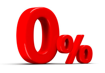 0 Percent Off Sale Red Number 3D