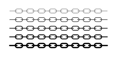 Chain Set Icons. Linear style. Vector icons.