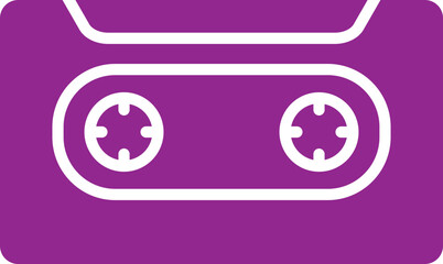 Isolated Cassette Icon in Purple and White Color.