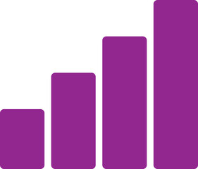 Purple bar graph icon in flat style.