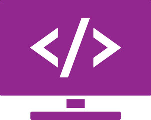 Web Programming or Coding app in computer screen purple and white color.