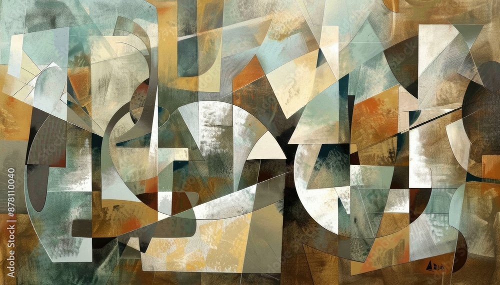 Poster dynamic abstract geometric digital art featuring bold red and blue tones with sharp angles and light