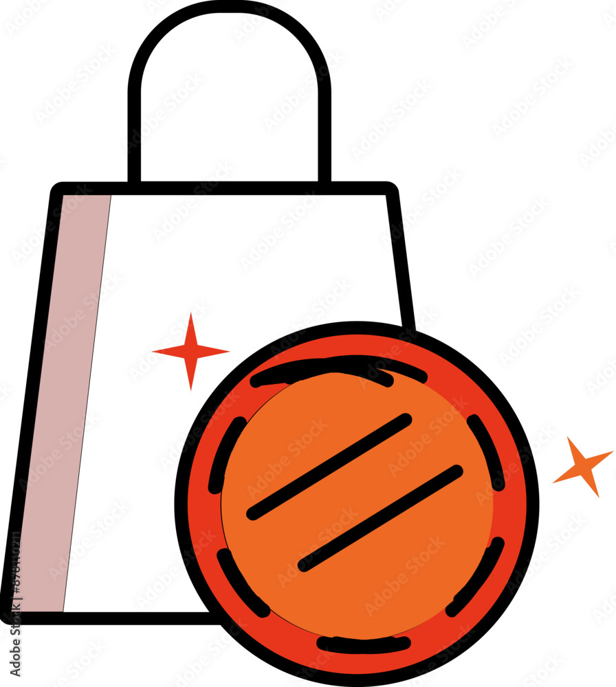 Wall mural cash shopping icon or symbol in orange and white color.