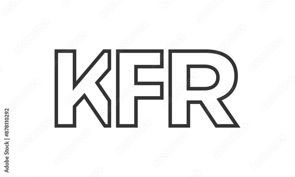 Poster kfr logo design template with strong and modern bold text. initial based vector logotype featuring s