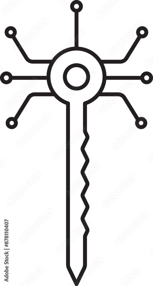 Poster encryption key icon or symbol in line art.