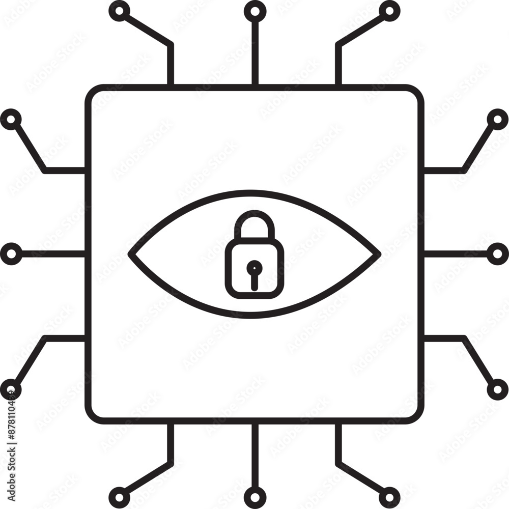 Poster view encryption linear icon or symbol.