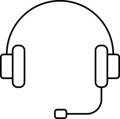Line Art Mic Headphone Icon or symbol.