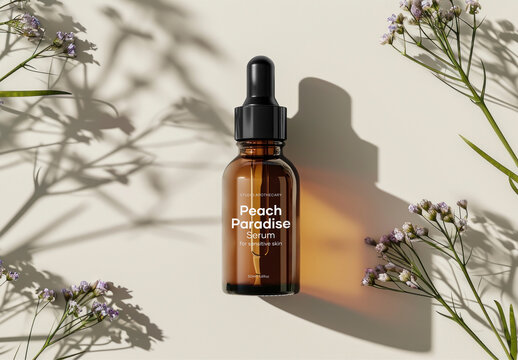 Flatlay Dropper Bottle Mockup With Generative AI