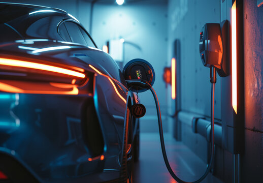 Blue_electric_car_charging - Powered by Adobe