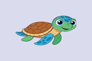 Baby Sea Turtle swimming  vector illustration 