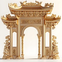 Fototapeta premium The gold archway has a dragon on it
