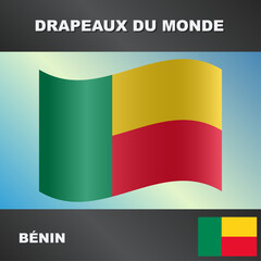 Drapeau ondulé par le vent du bénin